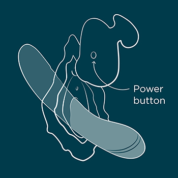 Briefly press the power button to cycle through 3 intensity levels…and again…and again…just sit back and enjoy the ride. Hold the power button for 2 secs and ROMP Kiss will turn off.